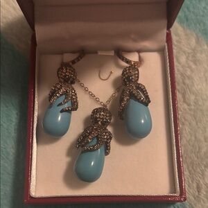 Turquoise Drop Earrings with Crystal Accents